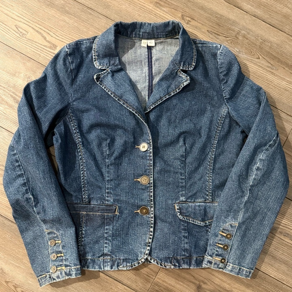 Y2K St. John’s Bay Denim Blazer Jacket Womens Medium Early 2000s Jean Jacket